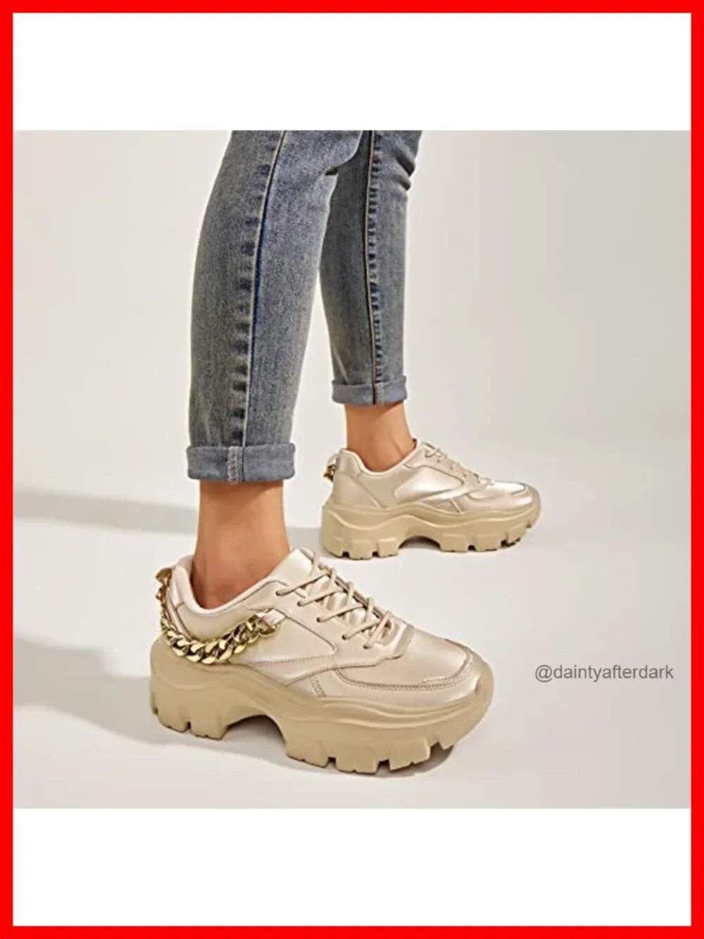 Chunky Platform Dad Sneakers Lace-Up Walking Shoes Lightweight PU